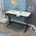 Black Frame Vanity Makeup Top Modern Computer Glass Sit Stand Up Desk With 3 Preset Buttons